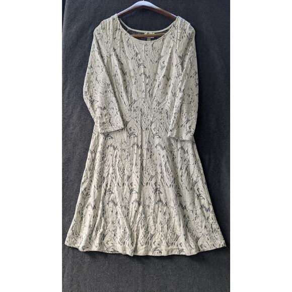 Beige by eci shift dress size 8 ivory gray floral pattern side zipper no belt - Picture 1 of 6